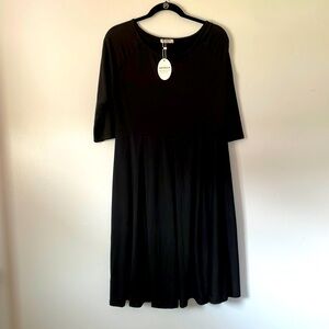3/4 sleeve black knit dress